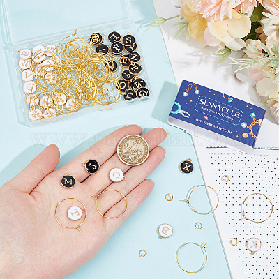 Набор для самостоятельного изготовления колец с заглавными буквами a~z из латуни и эмали для бокалов с вином DIY-SC0024-58-1