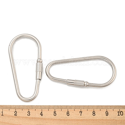 Подвески-карабинчики с винтовым замком из нержавеющей стали 304 STAS-C092-06P-1