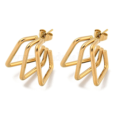 Серьги-кольца из нержавеющей стали 202 с вакуумным покрытием PVD EJEW-H003-16G-1