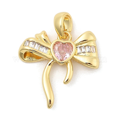 Подвески из прозрачного кубического циркония с подвеской в виде банта из латуни KK-S407-01G-B-1