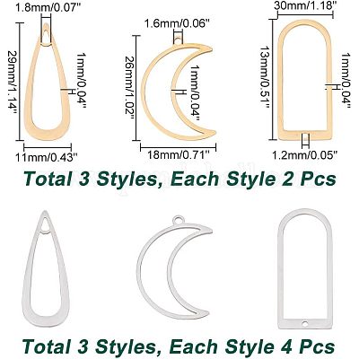 18 шт. 6 стиля подвески из нержавеющей стали 201 STAS-CA0001-61-1