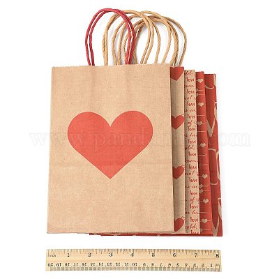 12 шт. 5 стиля бумажных пакетов с принтом в виде сердец ко Дню святого Валентина CARB-FS0001-07-1