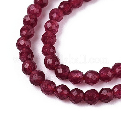 Нити из окрашенных натуральных рубиновых бусин G-T143-06-1