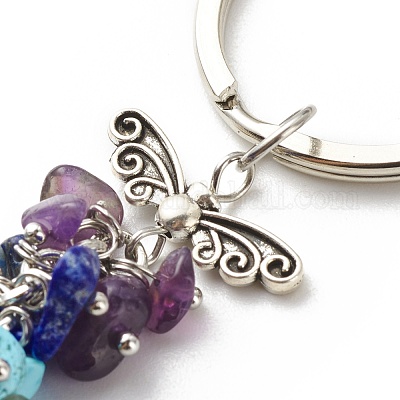 Подвески из бисера и лэмпворк ручной работы из натуральных и синтетических драгоценных камней брелок KEYC-JKC00344-01-1