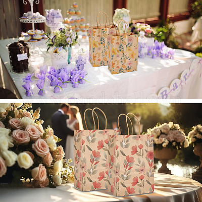 16 шт. 4-х видов бумажных пакетов с цветочным принтом и ручками ABAG-BBC0001-30-1