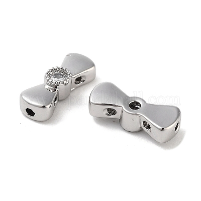 Многожильные звенья с бантом из латуни и прозрачным фианитом KK-B102-37A-01P-1