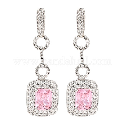 Латунь микро проложить кубический цирконий болтающиеся серьги стержня EJEW-H014-15P-1