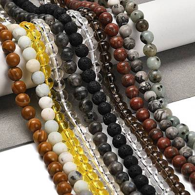 Натуральный цветок амазонит/карта камень/кунжутная яшма/стеклянные бусины нити G-P562-C-01-1