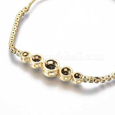 Регулируемые латунные браслеты из микропаве из циркония и боло BJEW-F404-01A-G-1