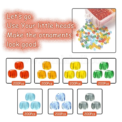 1400pcs 7 fäbige Glas Saatperlen&nbsp;SEED-YW0001-81-1