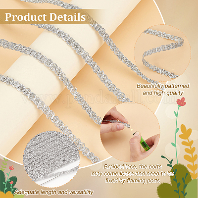 Металлизированная кружевная отделка из полиэстера SRIB-WH0011-180D-02-1