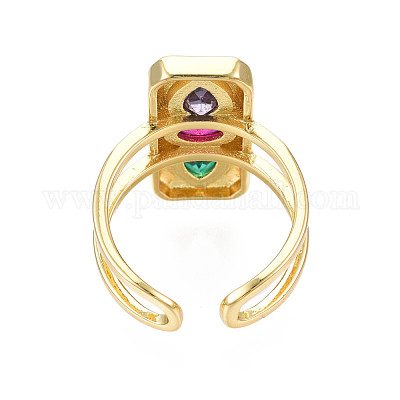 Прямоугольное открытое кольцо-манжета из кубического циркония RJEW-N037-015-03LG-1