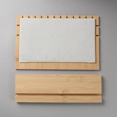 Прямоугольные деревянные витрины-органайзеры для ожерелья с бархатным ковриком AJEW-WH0166-37-1