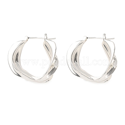 Латунные серьги-кольца EJEW-A143-15S-1