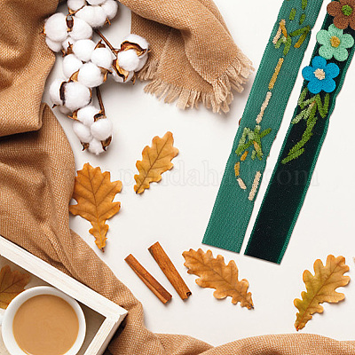 Бархатные кружевные ленты ручной работы с цветочной вышивкой SRIB-WH0011-077B-1