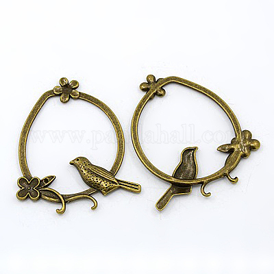 Тибетский стиль кольцо сплава птичьих крупных подвесок EA13491Y-AB-1