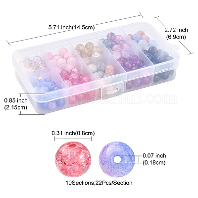 220шт 10 цвета прозрачные хрустящие стеклянные бусины нити GLAA-YW0001-49-1