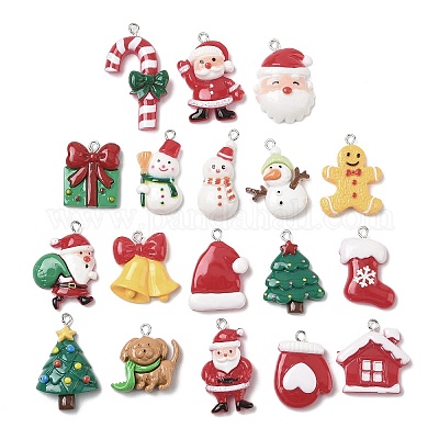 Подвески из непрозрачной смолы на рождественскую тематику RESI-I344-04P-1