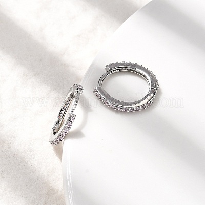 Латунные микро проложить серьги обруча кубического циркония EJEW-P322-01P-1