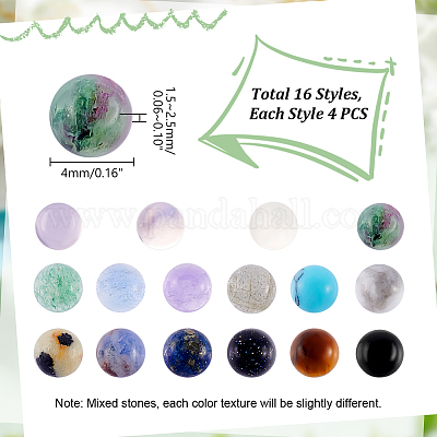 64 шт. 16 стиля кабошонов из натуральных и синтетических смешанных драгоценных камней G-GA0001-68-1