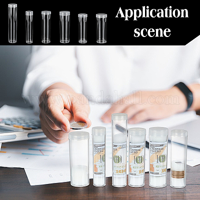 24 шт. 6 стиля прозрачная пластиковая трубка для хранения монет AJEW-FG0008-02-1