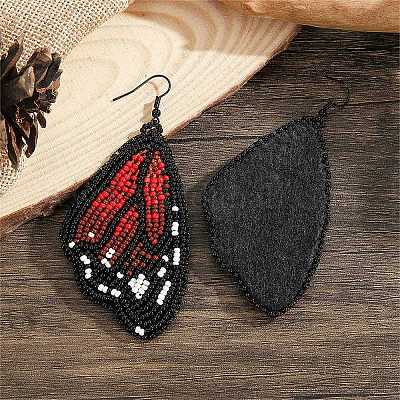 Серьги-подвески ручной работы из стекла с зелеными крыльями бабочки в стиле бохо TT3969-1