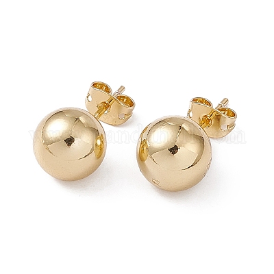 Круглые серьги-гвоздики из латуни с гальваническим покрытием для женщин EJEW-F294-08E-G-1