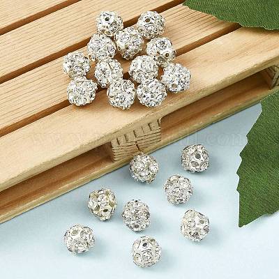 Латунные бусины со стразами  RB-A019-8mm-01S-1