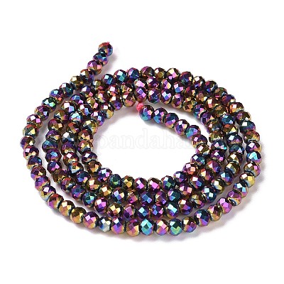 Стеклянные бусины с гальваническим покрытием  GLAA-H021-01B-FP13-1