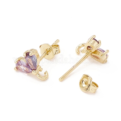 Фурнитура для серег-гвоздиков из латуни с кубическим цирконием MAK-I684-10G-RS-1