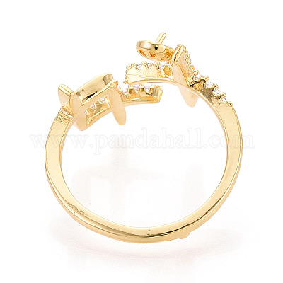 Крестообразные латунные микропаве кубические цирконии чашки колец оправы KK-N274-04G-1