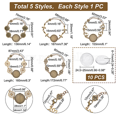 Pandahall elite fai da te kit per la creazione di braccialetti a cupola  vuoti, inclusa la realizzazione di braccialetti a maglie di mano e cuore di