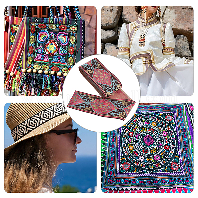 Этническая вышивка полиэстер плоские ленты OCOR-WH0058-98C-1