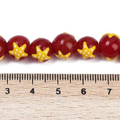 Круглые бусины Lampwork ручной пряди LAMP-R004-01A-1