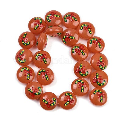 Рождественские эмалевые бусины ручной работы в технике лэмпворк LAMP-C020-03E-1