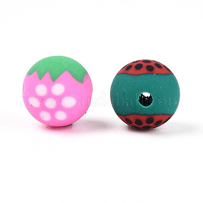 Бусины из полимерной глины ручной работы на фруктовой тематике CLAY-T022-04M-1