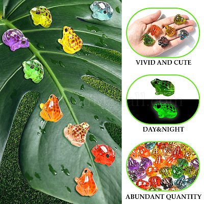 40 шт. 10-цветные светящиеся смоляные украшения для демонстрации лягушек RESI-SP0001-40-1