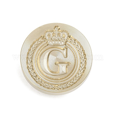 Золотистый тон корона начальная восковая печать латунные штампы головки AJEW-A065-01G-1