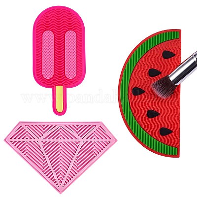 Brush Cleaning Mat, Silicone Makeup Cleaning Brush Scrubber Mat Portable  Washing Tool Cosmetic Brush Cleaner with Suction Cup for Valentines Day  Green