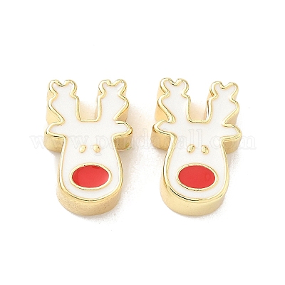 Рождественские латунные эмалевые бусины KK-I474-G14-1