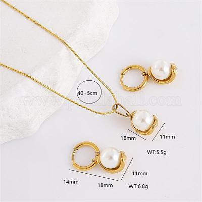 Комплекты из серег-колец и ожерелий с подвесками из нержавеющей стали 304 OK4265-3-1