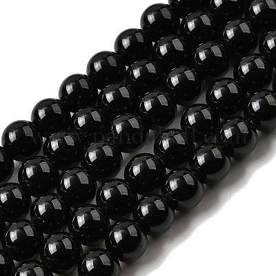 Натуральный черный обсидиан бисер пряди&nbsp;LS-G-L632-A01-8mm-1