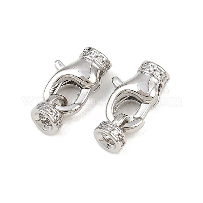 Концы шнура из латуни с микропаве из прозрачного кубического циркония KK-C136-01P-1