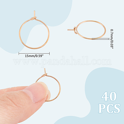 40 шт. фурнитура для сережек-колец из хирургической нержавеющей стали 316L STAS-UN0053-41RG-1