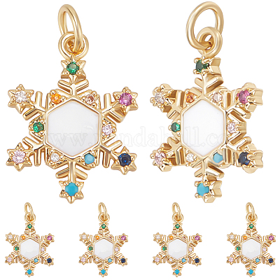 10 шт. подвески из латуни с микропаве из прозрачных кубических цирконий на рождественскую тематику ZIRC-BBC0002-87-1