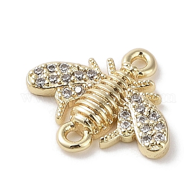 Шармы-соединители из латуни с микропаве из прозрачного кубического циркония KK-G491-43G-1