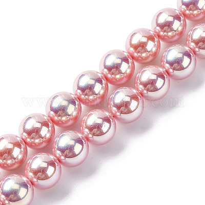 УФ-покрытие перламутровые стеклянные жемчужные бусины нити GLAA-F128-01B-T9-1