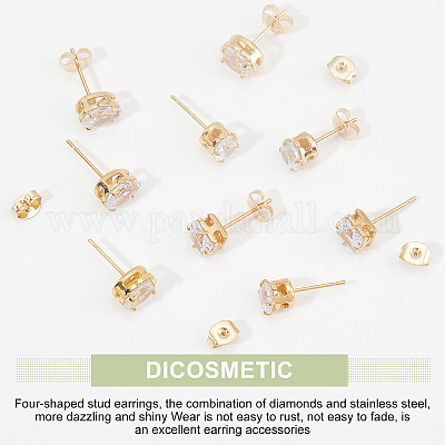 12 пара серег-гвоздиков из латуни 4-х стилей EJEW-DC0001-08-1