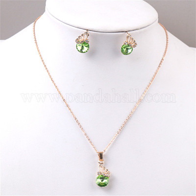 Ожерелья и серьги-гвоздики с подвесками в виде бабочек и плоских круглых сплавов со стразами FS-WG892EC-04-1