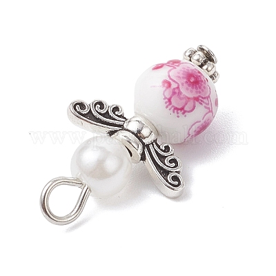 Подвески из фарфора и керамики с цветочным принтом ручной работы PALLOY-JF04537-1